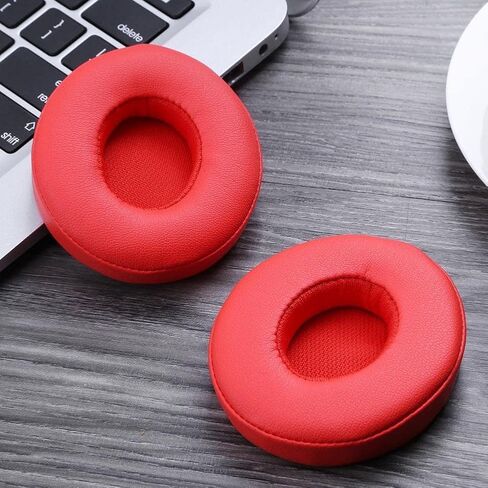 Ear Pads for Beats Headphones, Replacement Memory Foam Leather-Covered Ear Cushions Compatible for Solo 2 & 3 Wireless On-Ear Headphones (Red) in Saudi Arabia