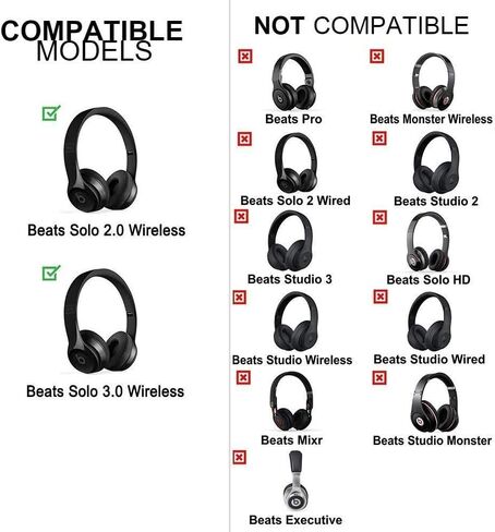 Ear Pads for Beats Headphones, Replacement Memory Foam Leather-Covered Ear Cushions Compatible for Solo 2 & 3 Wireless On-Ear Headphones (Red) in Saudi Arabia
