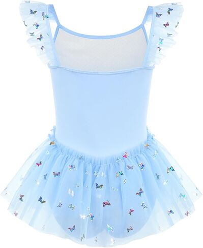 JiAmy الباليه ثياب للفتيات كشكش الأكمام الاطفال فستان رقص التألق توتو تنورة طفل رداء رقص الباليه الزي 2-11 سنة in Kuwait