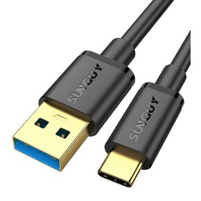 SUNGUY USB C Android Auto Cable 1.5FT, 2Pcs 10Gbps USB C 3.1 Gen 2 Data Transfer, 3A Fast Charging USB A to USB C CarPlay Cable, for iPhone15/15Pro/15Pro Max, iPad Pro, Samsung T7, External SSD