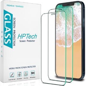 HPTech (2 Pack) Screen Protector for iPhone 12 Pro Max Tempered Glass Film 6.7-inch, Anti Scratch, Bubble Free, Case Friendly