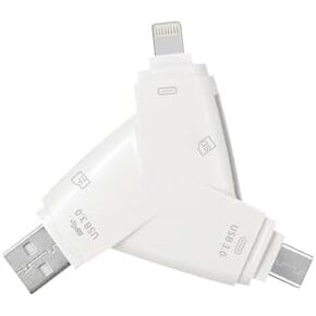 USB-C Type-C3.0 and USB3.0 Triangle Memory SD Card Reader 4 in 1 for iPhone/iPad/Android/Mac/Trail Game Camera The Viewer Supports SD/TF Card Micro SD Card Adapter