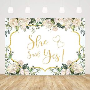 7x5ft She Said Yes Backdrop Pink Floral Bridal Shower Decorations Bachelorette Bride to Be Engagement Party Decorations CQ321 0