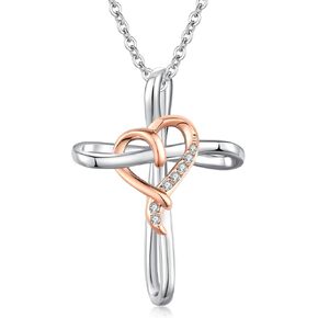 Gothic Cross Necklace for Men Women 925 Sterling Silver Cross Pendant Faith Chain Necklace Christian Jewelry Religious Birthday Gifts for Christian Father Boys Girls