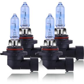 مصباح أمامي هالوجين 9003 H4 مع ضوء أبيض فائق طويل العمر بديل P43T 12V 55W/60W (عبوتان)