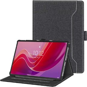 ATOOZ Case for Lenovo Tab M11 /Tab K11 11-inch 2024 (TB330FU / TB330XU), PU Leather Folio Cover Case with Pencil Holder, Hand Strap, Auto Wake/Sleep, Front Pocket for Lenovo M11 Tablet (Pure Black)
