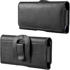 Leather Phone Holster for iPhone 15、14、13 Pro Max, 6.1-6.8" Cell Phone Holster with Belt Clip Horizontal Cell Phone Case for Samsung Galaxy M04/ A14/ A23/ A34/ A54 A73 /S23 Ultra