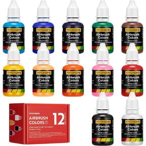 VIVOHOME Airbrush Paint, 30 Color Airbrushing Paint Set with Metallic & Neon Colors, Water Based Air Brush Paints Acrylic Ready to Spray, 20ml x 30 Bottle