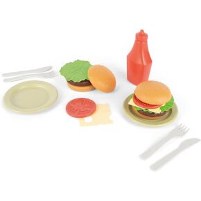 Dantoy: BIO Burger - 19 Piece Play Food Playset, Plates & Utensils, Pretend Cooking, Realistic Kitchen Toys, Recycled Plastic, Kids & Toddlers Age 2+