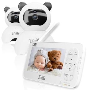 Bella Baby Monitor with 2 Cameras & Audio - 5" LCD Display, Night Vision, White