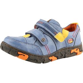 TMA EYES Women's Leather Soft Sole Non-Slip Lace-up Walking Shoes with Hook-and-Loop Fastener Design