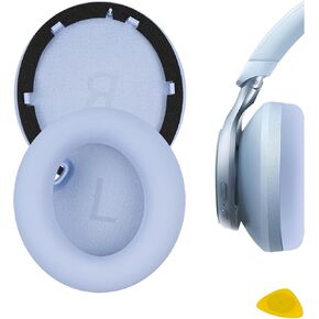 Geekria QuickFit Replacement Ear Pads for Anker Soundcore Space One Headphones Ear Cushions, Headset Earpads, Ear Cups Cover Repair Parts (Blue)