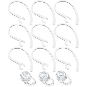 Universal 9 Piece Small Earhooks w/Replacement Earbuds Ear Gels Tips for Voyager Edge Wireless Bluetooth - Clear