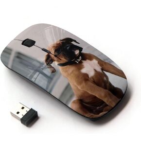 [ Optical 2.4G Wireless Mouse [ Boxer Breed Dog Brown Fur Puppy ]