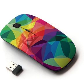 [ Optical 2.4G Wireless Mouse [ Rainbow Polygon Lines Vibrant Os Colorful ]