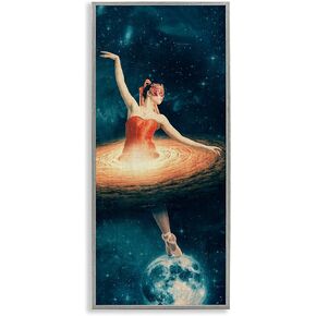 Stupell Industries Dancing Ballerina Red Nebula Dress Moon Outer Space, Design by Paula Belle Flores