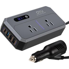 OYU 200W Car Power Inverter DC 12V to 110V 120V AC Volt Converter, with PD 30W USB-C & USB-A Port, Car Plug in Adapter Outlet, Camping Road Trip Essentials for Vehicles