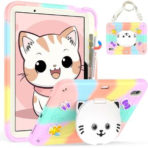 Kids Case for iPad Air 11 inch M2 2024 6th Generation (Model: A2902, A2903, A2904) Shockproof Smart iPad Case Built-in Pencil Holder Supports Pencil Pro and Pencil (2nd), 180° Foldable Stand-Colourful