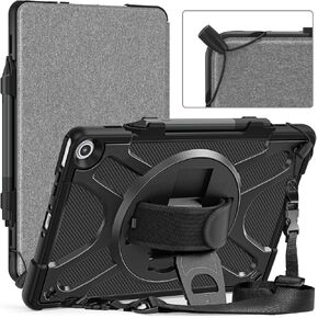 for Amazon Fire Max 11 Case (13th Gen 2023), Rugged Multi-Angle Kickstand, Heavy Duty Shockproof TPU Protection, Adjustable Hand Strap, Stylus Holder, Shoulder Strap, Elastic Band - Black