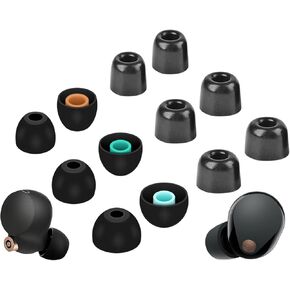 [6 Pairs] WF-1000XM5 WF-1000XM4 WF-C700N 【 Memory Foam & Silicone 】 Ear Tips, Soft Replacement Comfortable Earbuds Eartips Gel Compatible with Sony Linkbuds S WF-C500 515526 Black