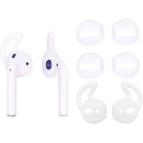 ALXCD Earbud Cover Replacement for Airpod, 2 Pairs [Fit in Case] Ultra Thin Earbud Covers & 2 Pairs [Anti Slip] Silicone Ear Tips, Fit for Airpod Headphone (4T+4S)[White]