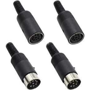 2 Sets 7Pin Female + Male DIN Adapter Socket Audio AV Connector Black