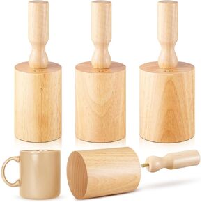 3 Pcs Cup Pottery Molds 3.1'' 3.4'' 3.7'' Plaster Molds Mug Vase Tools with Removable Handle Pottery Shaping Tool Wood Slump Press Mold 3 Size Clay Mold for DIY Ceramic Cup Mug Vase Art Making