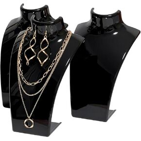 8'' Clear Acrylic Necklace Display Stand, Jewelry Bust Display, Jewelry Mannequin Dispaly for Necklace & Earrings, Set of 3