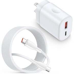 25W Samsung Super Fast Type C Wall Charger for Galaxy A15 A35 A54 5G A14 A55 S24 Ultra S23 FE S22 S21 S20 Z Flip 6,Dual Port USB C Charger Block 6FT C Android Cable for Google Pixel 9 Pro XL Fold 8a 7