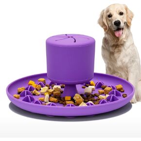 AAA AMUSANG Fun Feeder Dog Bowl, Slow Feeder Dog Bowl, Medium/Small,Purple