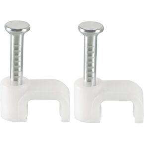 uxcell Flat Cable Clip Nail Coaxial Tacks Wire Clips 5mm White 200pcs