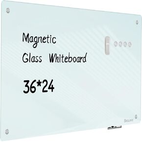Magnetic Glass Whiteboard - Glass Dry Erase Board Large Frameless Glass Board for Walls Office School and Home