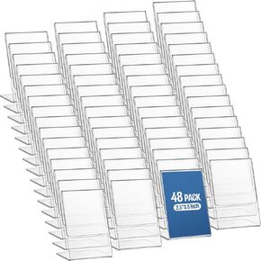 Ctosree 12 Pcs Acrylic Photo Frame L shape Slant Back Desktop Photo Frames Plastic Clear Sign Clear Acrylic Display Stand Table Top Sign for Home Office Wedding Restaurant Menu (2.5 x 3.5 Inch)