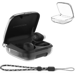 Clear Case for Sennheiser Momentum Sport Earbuds, Hard Shell TPU Case for Sennheiser Sport Earbuds, Full-Body Anti-Scracth Protective Cover with Lanyard