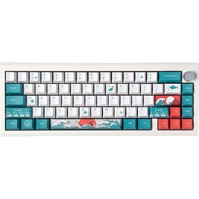 Gliging PBT Keycaps, Great Wave Japanese Keycaps,108 Keys DYE-Sub Custom Keycaps Set, Cherry Profile Keycap for 60/65/68/75 Percent Cherry Mx Gateron Kailh Switch Mechanical Keyboard