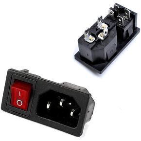 Oiyagai 5pcs IEC320 C14 Inlet Module Connector Male Power Socket w Switch AC 250V 10A (Green)