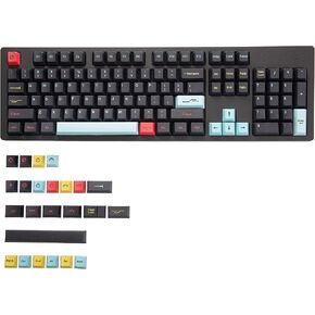 Puku Metropolis 128 Keycaps, Cherry Profile DYE-Sub PBT Keycaps for GH60/GK61/GK64/87/96 /104/108 Cherry MX Switch Mechanical Keyboards