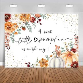 Mocsicka Fall Pumpkin Baby Shower Backdrop Boho Floral Fall Leaves A Little Pumpkin is on The Way Background Boys Girls Little Pumpkin Baby Shower Decorations Cake Table Banner(7x5ft (82x60 inch))