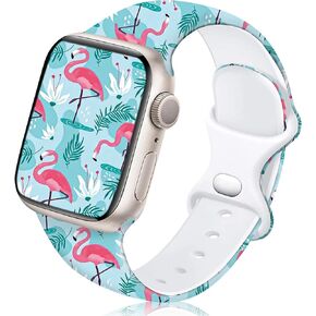 Floral Printed Bands Compatible with Apple Watch Series 9 8 SE 7 6 5 4 3 2 1 Ultra 2 1 Bands for Women Men, Silicone iWatch Bands for Apple Watch Bands 45mm 44mm 49mm 42mm (Vibrant Sunflower)