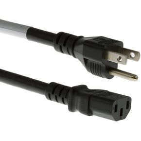Heavy Duty AC Power Cord, 15A/125V, 14 AWG, 5-15P to C13, (NEMA 5-15P to IEC-60320-C13), Black, 20 ft (6 Meters)