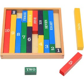 Montessori Math Materials for Preschool,Wood Small Numerical Rods,Educational Counting Toy,Math Blocks,Addition , Subtraction Games Educational Learning Material for Toddler,Multicolor,Medium