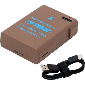 Wasabi Power USB Battery (Ginger Series) for Nikon EN-EL14, EN-EL14a and Nikon Coolpix P7000, P7100, P7700, P7800, D3100, D3200, D3300, D5100, D5200, D5300, Df