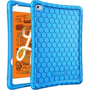 Fintie Silicone Case for iPad Mini 5th Gen 2019 / iPad Mini 4 - [Honey Comb Series] Light Weight Anti Slip Kids Friendly Shock Proof Silicone Protective Cover for New iPad Mini 5/4 7.9", Blue