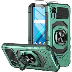 for Cricket Debut S2 Case, Att Calypso 4 Case with Tempered Glass Screen Protector,Ring Kickstand,Military Grade Heavy Duty Shockproof Protective Debut S2 Cover (Navy) in Kuwait