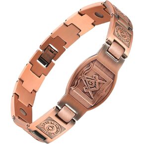 Copper Bracelet for Men 99.99% Pure Copper Cross Bracelet Magnetic Therapy Chain Link Bracelet Memorial Day Gift Christian Adjustable Jewelry