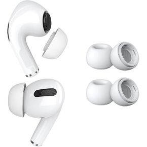 2 Pairs Replacement Earbud Tips for AirPods Pro Gen 1 & 2 by MMOBIEL – Anti-Slip Silicone Ear Tips – Earbuds with Noise Reduction Hole, Portable Storage Box and Fits in Charging Case – XS - White