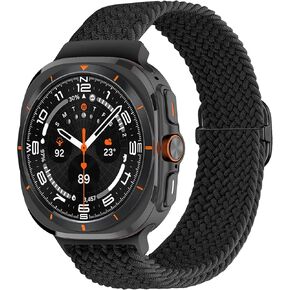 Braided Watch Bands Compatible with Samsung Galaxy Watch 7 Ultra 47mm(2024) for Women Men, Adjustable Stretchy Wristband Nylon Elastic Loop Sports Replacement for Samsung Watch Ultra Band