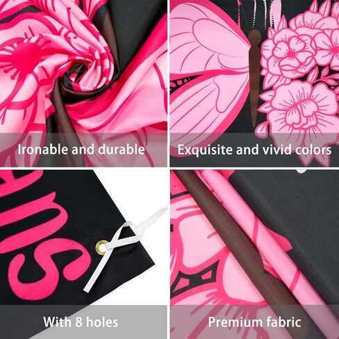 Avezano Breast Cancer Awareness Garage Door Banner 6x13Ft Her Fight is Our Fight October Breast Cancer Decoration Pink Ribbon Butterfly Powerful Fist Backdrop Outdoor Decor (157.48" L x 72.83" W) in Saudi Arabia