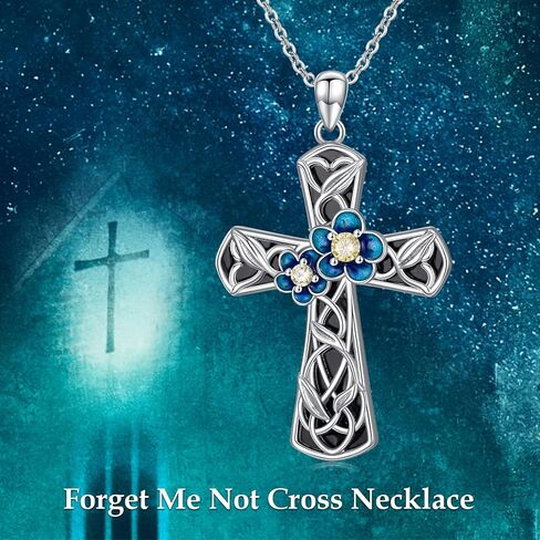 Gothic Cross Necklace for Men Women 925 Sterling Silver Cross Pendant Faith Chain Necklace Christian Jewelry Religious Birthday Gifts for Christian Father Boys Girls in Saudi Arabia