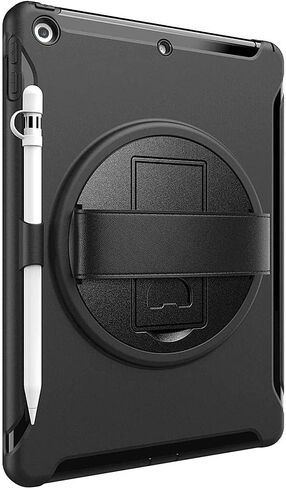 SaharaCase Protection Hand Strap Series Case Cover for Apple iPad 10.2" (9th Generation 2021) [Shockproof Bumper] Heavy Duty Rugged Protection Antislip Integrated Kickstand - Black in Saudi Arabia
